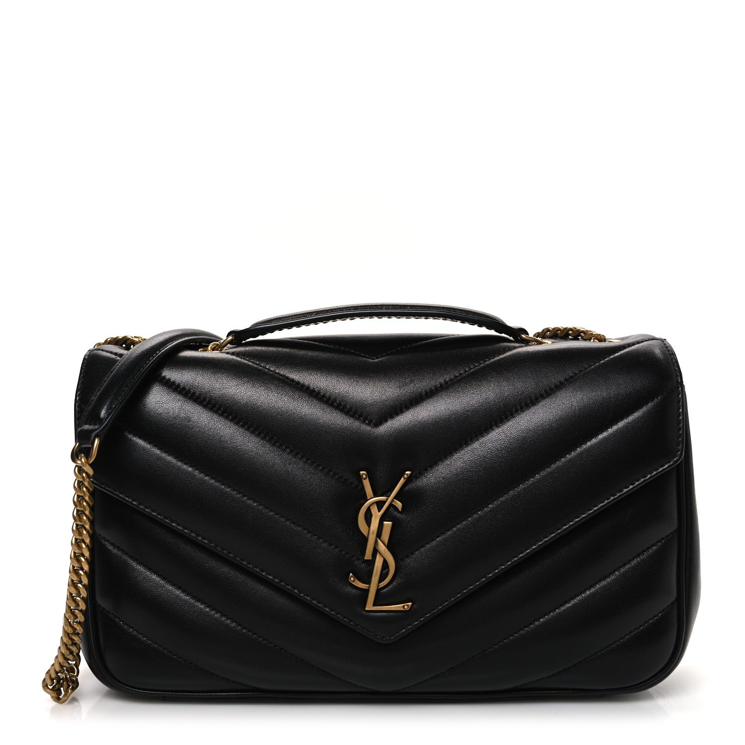 Saint Laurent Lambskin Chevron Quilted Medium Loulou Black 1 of 11
