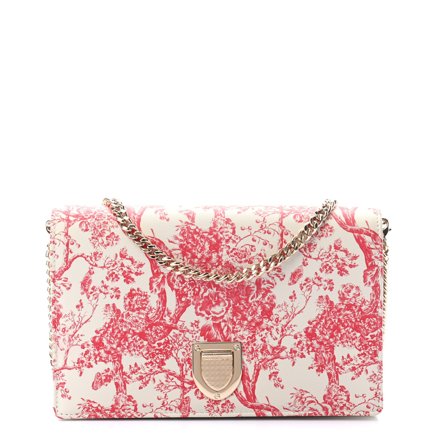 Christian Dior Patent Toile de Jouy Diorama Wallet On Chain Pouch Red 1 of 9