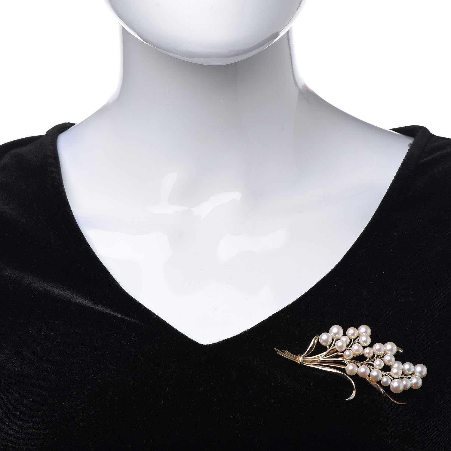 Mikimoto 14K Yellow Gold Akoya Pearl 5-7.5mm Brooch 2 of 4