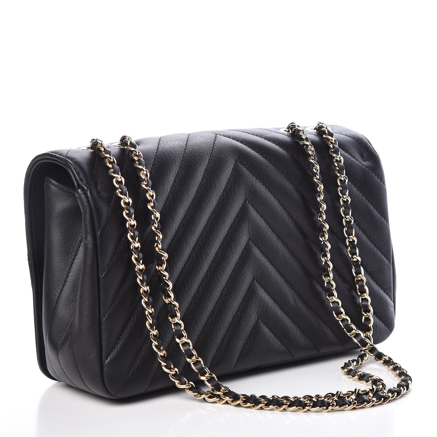 Chanel Calfskin Chevron Quilted Statement Flap Black 4 of 11