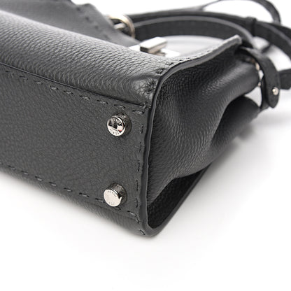 Fendi Cuoio Romano Selleria Bi-Color Mini Peekaboo Iconic Satchel Asfalto Latte 8 of 9