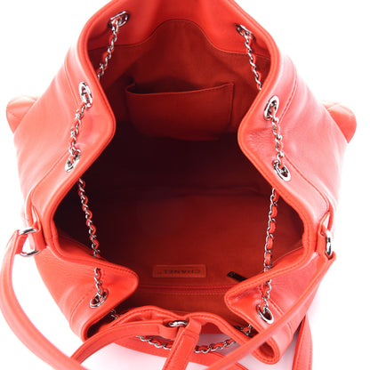 Chanel Lambskin Quilted Backpack Pocket Red 5 of 11