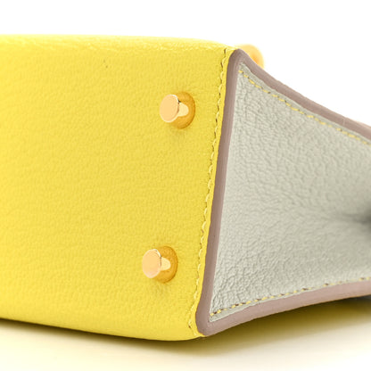 Hermes Chevre Mysore Horseshoe Mini Kelly Sellier 20 Lime Gris Perle 9 of 12
