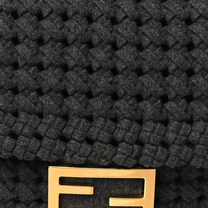 Fendi Wool Woven Baguette Grey 8 of 9
