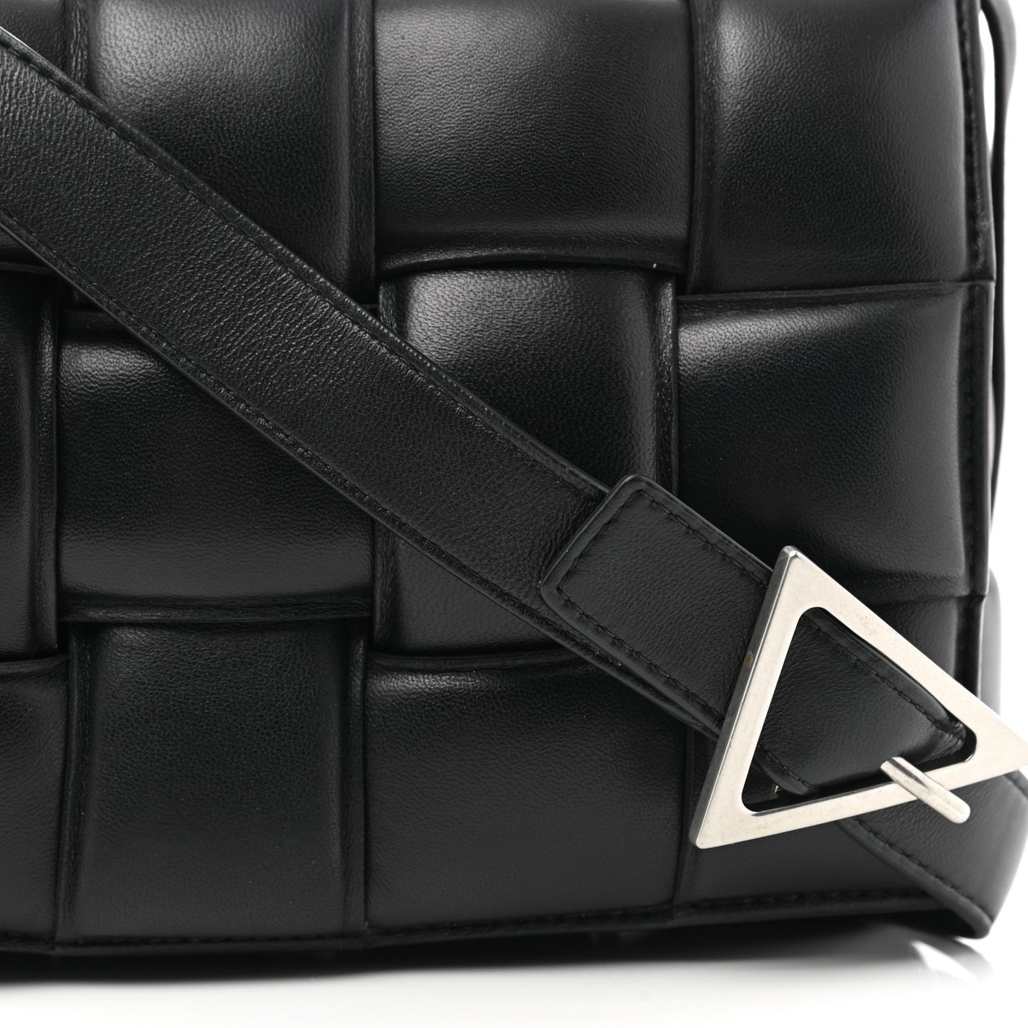 Nappa Maxi Intreccio Padded Cassette Crossbody Bag Black