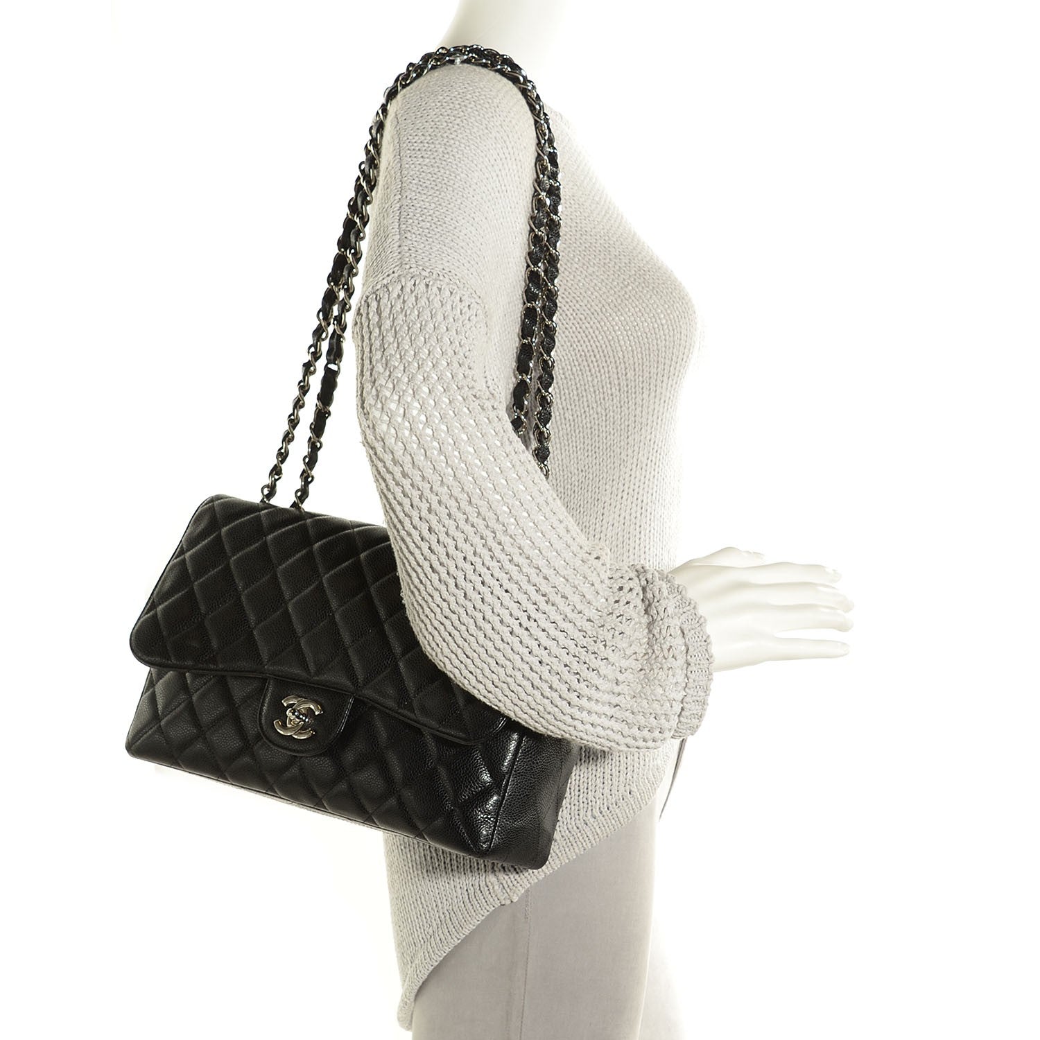 Chanel Caviar Quilted Jumbo Single Flap Black 2 of 8