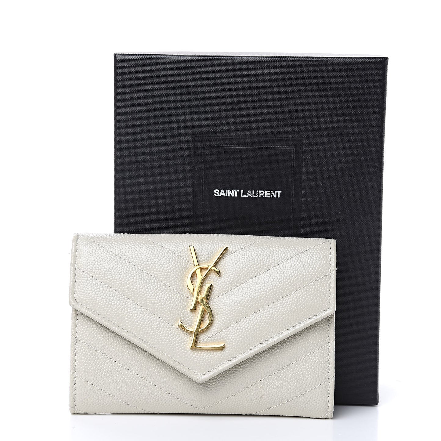 Grain De Poudre Matelasse Chevron Small Monogram Envelope Wallet Crema Soft