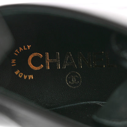 Chanel Shiny Calfskin Pearl Lace Up Combat Short Boots 35 Black 8 of 12