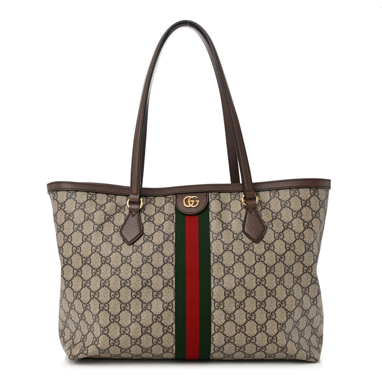 GG Supreme Monogram Medium Ophidia Shopping Tote Brown