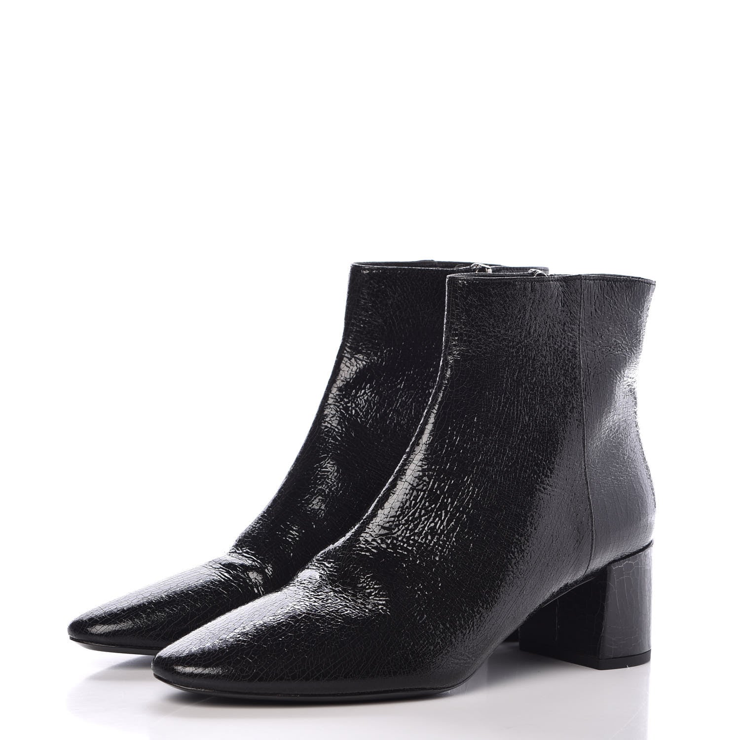 Saint Laurent Metallic Crackled Lou Zip Bootie 39.5 Black 3 of 9