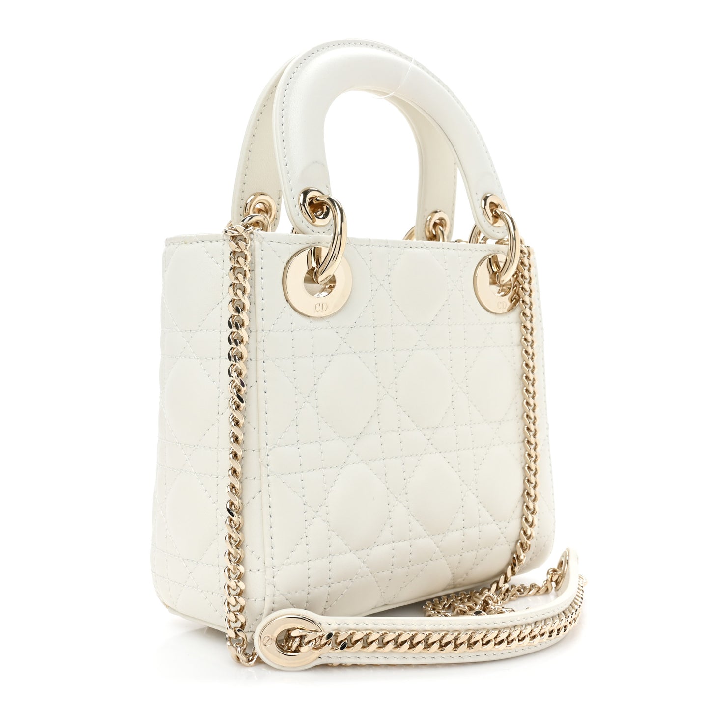 Lambskin Cannage Mini Lady Dior White