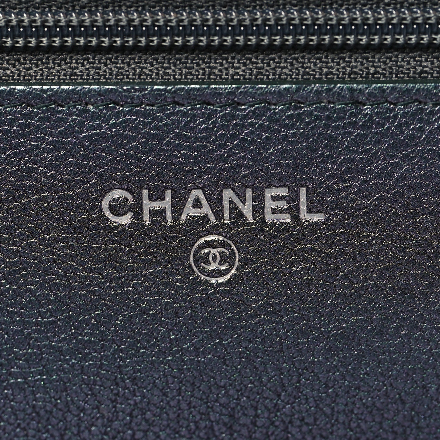 Iridescent Goatskin Quilted Wallet On Chain WOC Purple