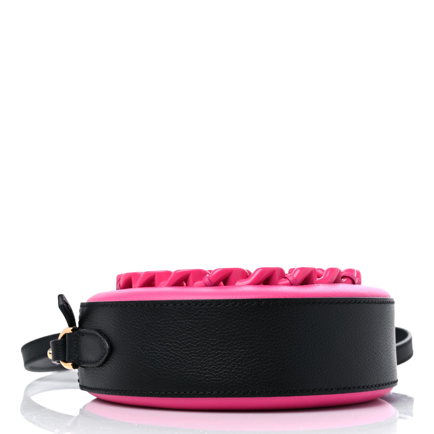 Calfskin Mini La Medusa Chain Round Crossbody Bag Fuchsia