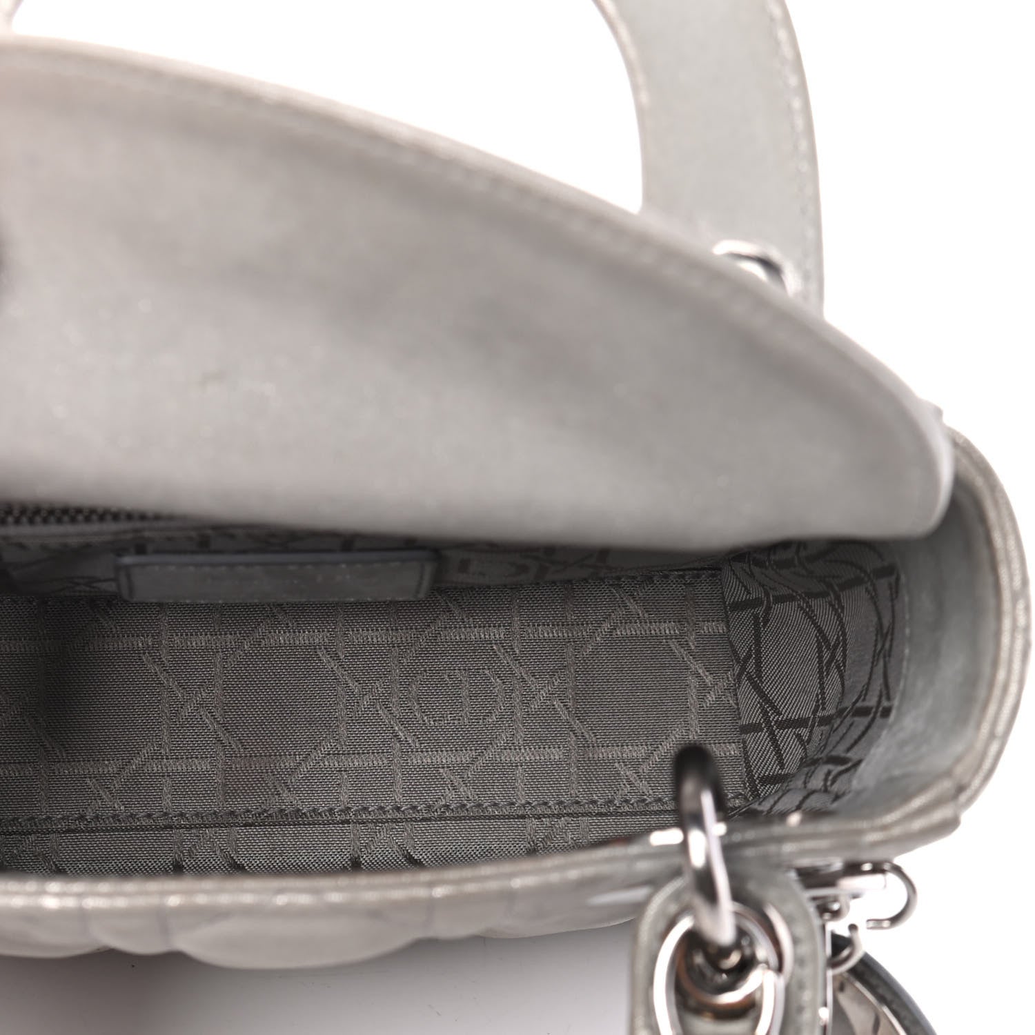 Christian Dior Metallic Lambskin Cannage Mini Lady Dior Grey 3 of 4
