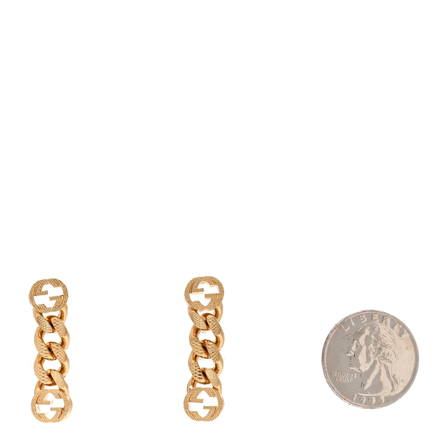 Metal Double Interlocking G Chain Drop Earrings Gold