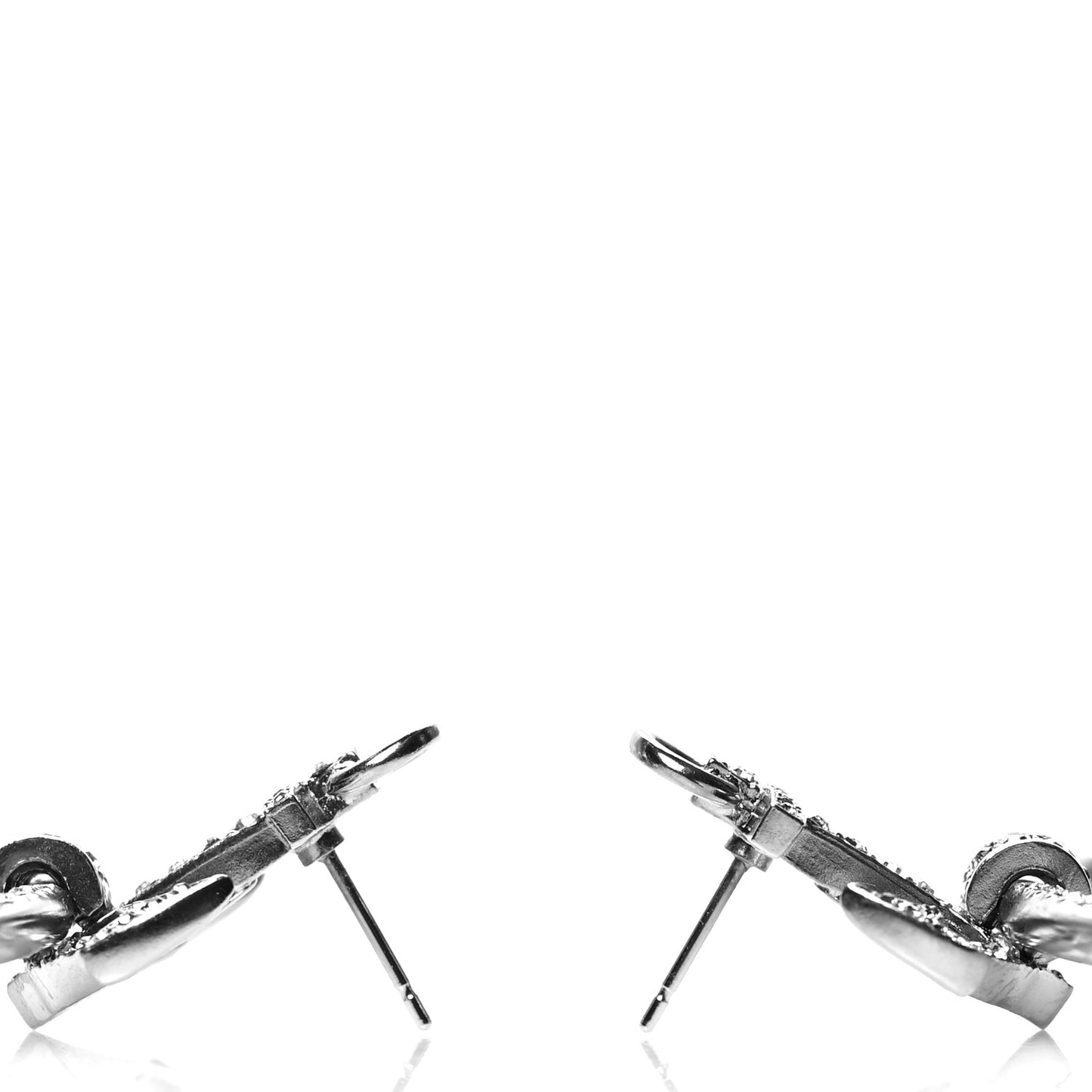 Crystal Anchor CC Hoop Earrings Silver