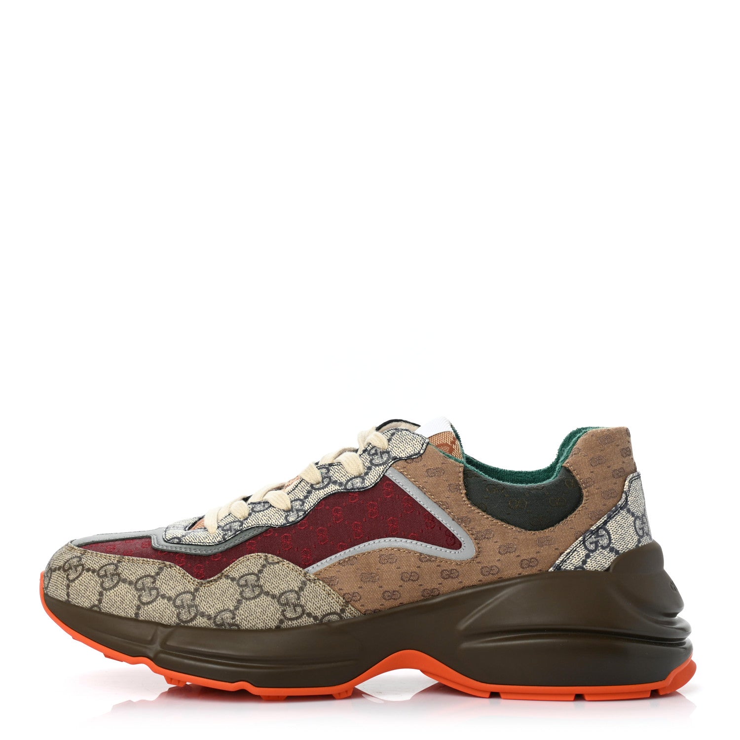Gucci GG Supreme Monogram Mix Monogram Mens Rhyton Sneakers 11.5 Bordeaux Beige Ebony 1 of 8