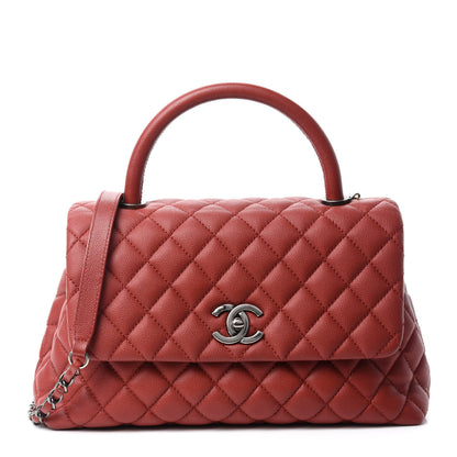 Chanel Caviar Quilted Small Coco Handle Flap Dark Red 1 of 12