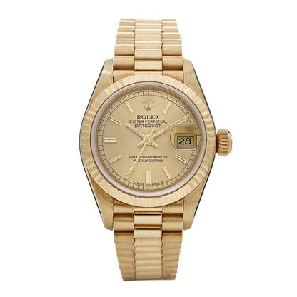 Rolex 18K Yellow Gold 26mm Oyster Perpetual Datejust President Watch Champagne 69178 1 of 4