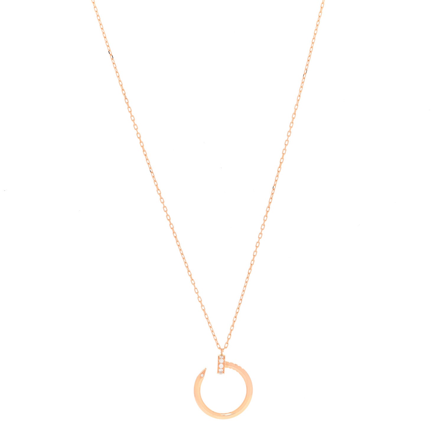 Cartier 18K Pink Gold Diamond Juste Un Clou Pendant Necklace 1 of 6