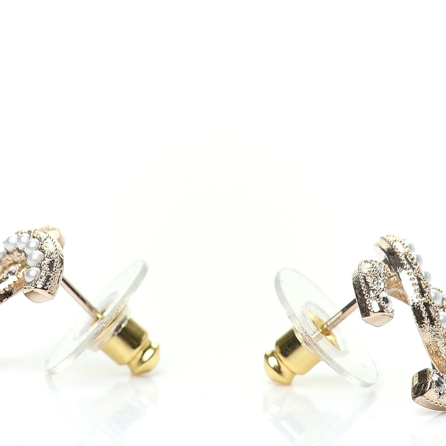Chanel Crystal Pearl CC Earrings Gold 3 of 5