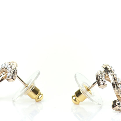 Chanel Crystal Pearl CC Earrings Gold 3 of 5