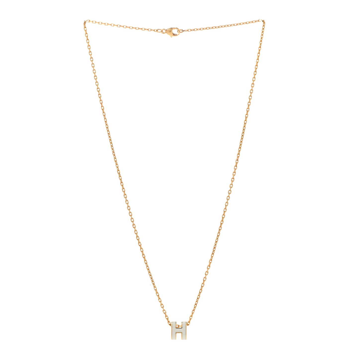 Lacquered Gold Mini Pop H Pendant Necklace White