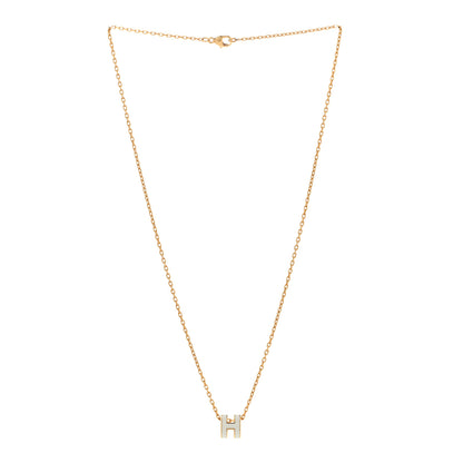Hermes Lacquered Gold Mini Pop H Pendant Necklace White 3 of 7