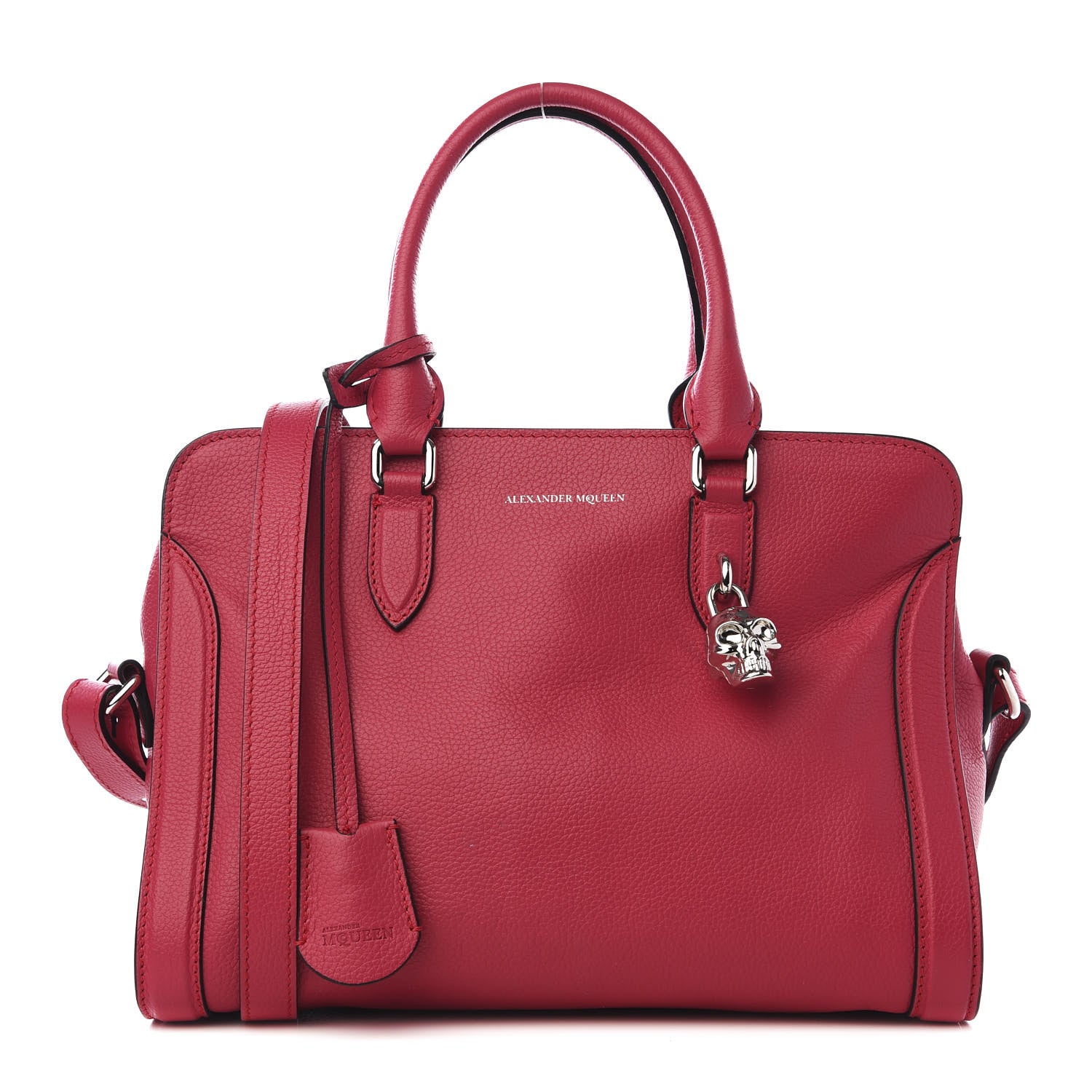 Alexander McQueen Pebbled Calfskin Small Skull Padlock Zip Around Tote Pink 1 of 8