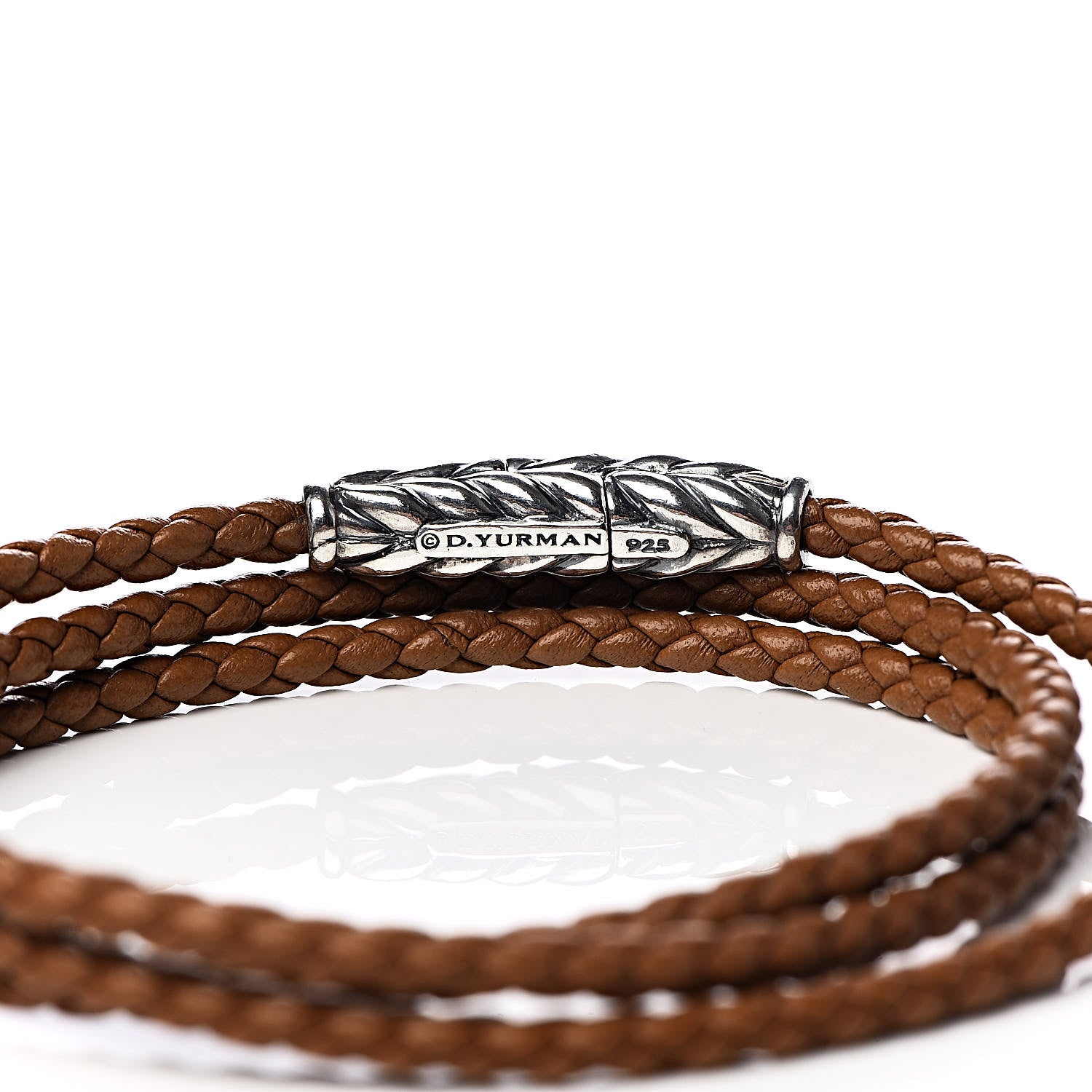 David Yurman Sterling Silver Chevron Triple-Wrap Bracelet Camel 4 of 5