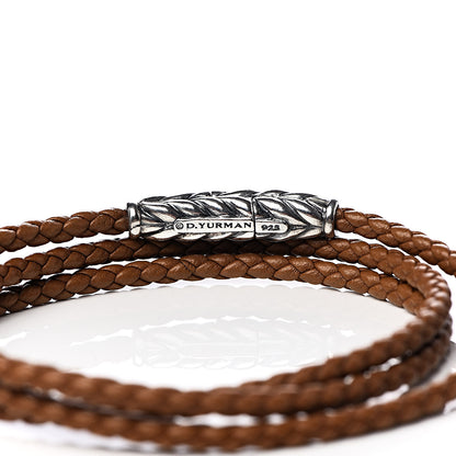 David Yurman Sterling Silver Chevron Triple-Wrap Bracelet Camel 4 of 5