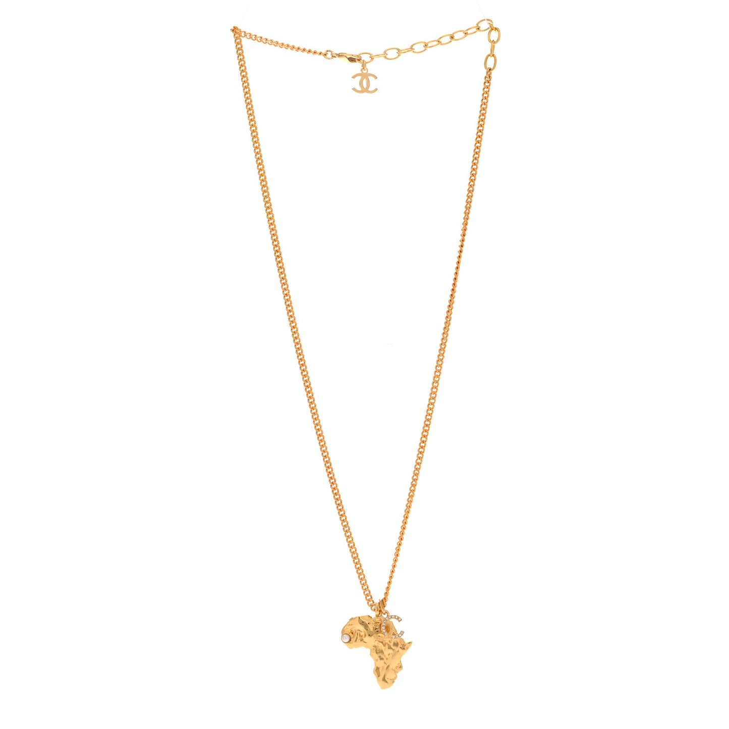 Crystal Pearl CC Africa Pendant Necklace Gold White