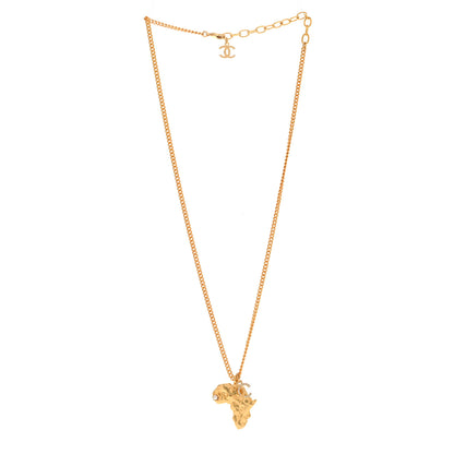 Chanel Crystal Pearl CC Africa Pendant Necklace Gold White 3 of 6