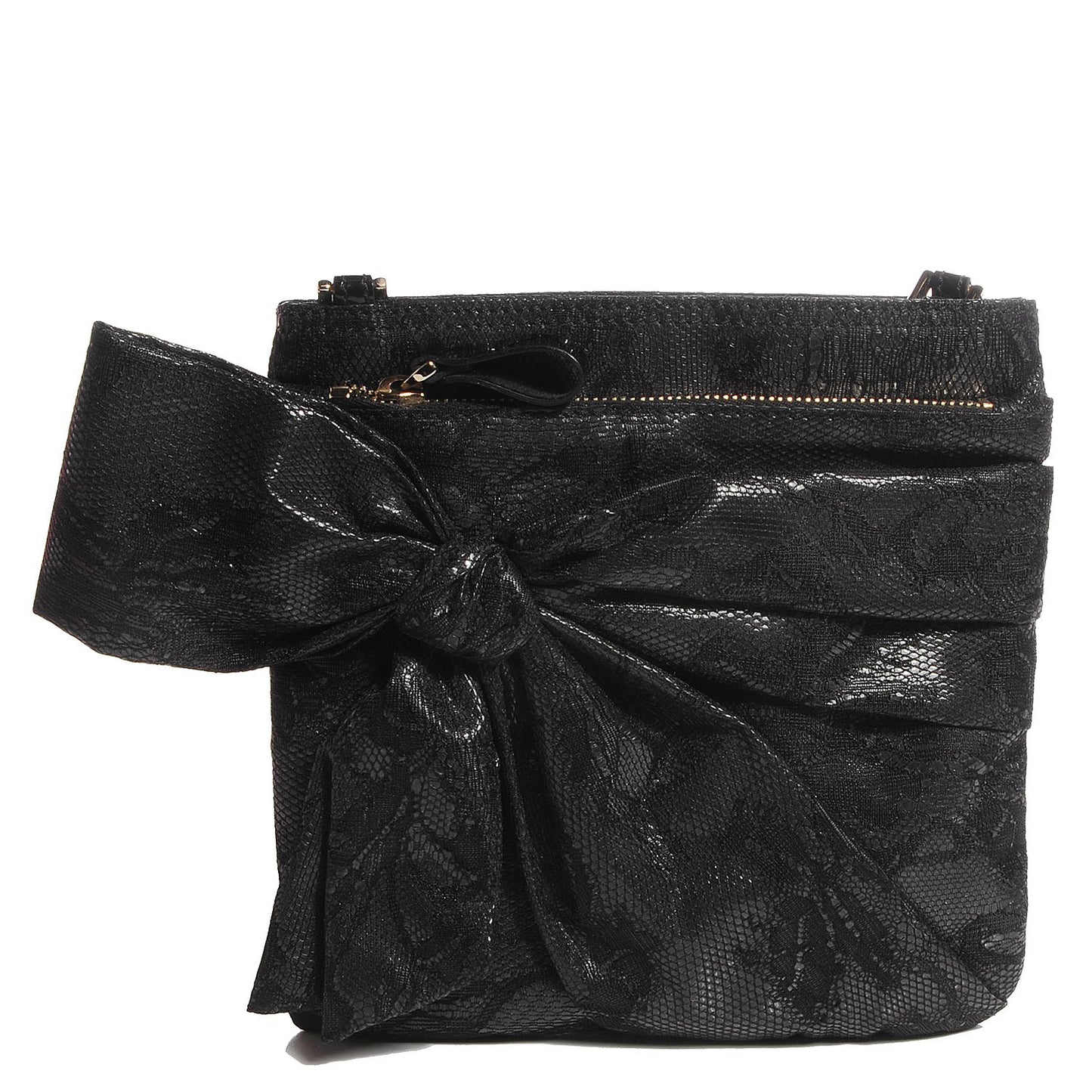 Lace Bow Crossbody Bag Black