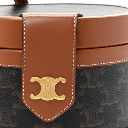 Celine Calfskin Triomphe Canvas Medium Tambour Bag Tan 8 of 10