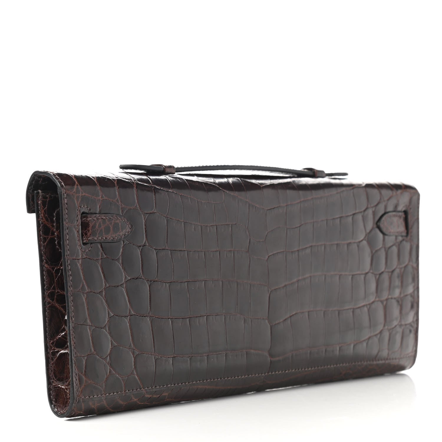 Hermes Shiny Niloticus Crocodile Kelly Cut Pochette Havane 3 of 7