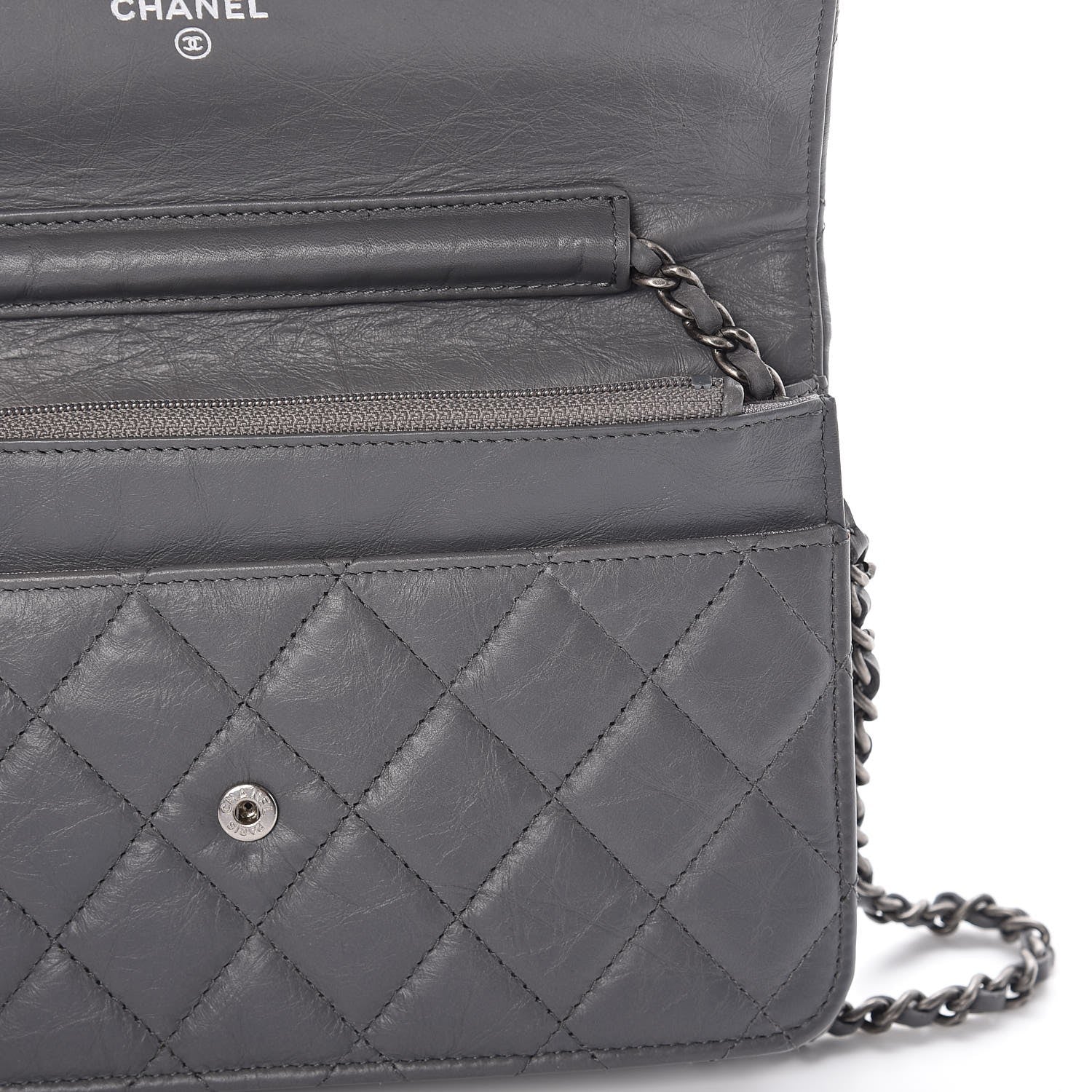 Chanel Aged Calfskin Quilted Reissue Wallet On Chain WOC Grey 13 of 14