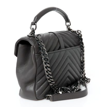 Saint Laurent Sheepskin Matelasse Chevron Monogram Medium College Bag Asphalt 3 of 11