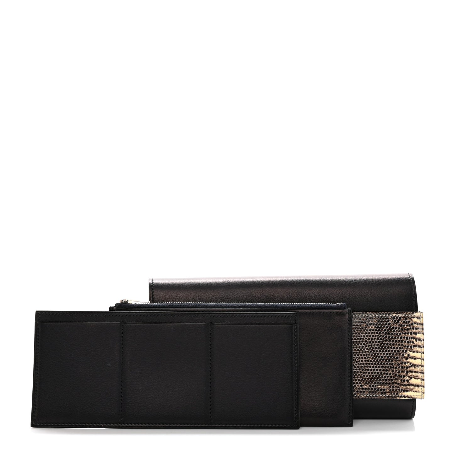 Evergrain Lizard Passant Long Wallet Black Ombre
