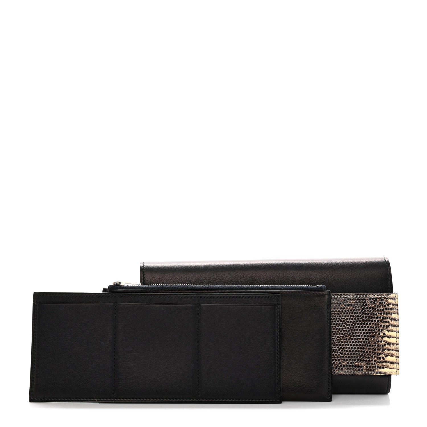 Hermes Evergrain Lizard Passant Long Wallet Black Ombre 1 of 9