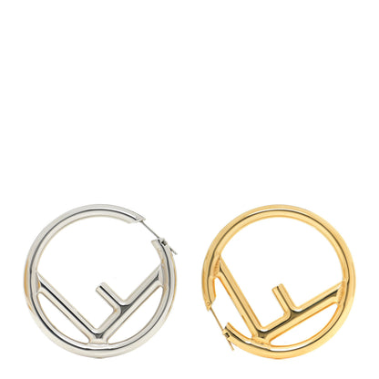 Fendi Metal FF Hoop Earrings Gold Silver 1 of 5