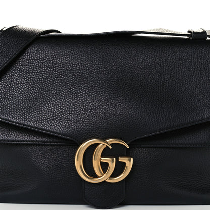 Gucci Calfskin Large GG Marmont Shoulder Bag Black 10 of 12