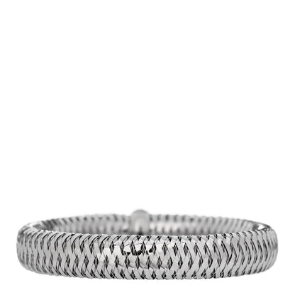 Roberto Coin 18K White Gold Diamond Medium Primavera Bangle Bracelet 2 of 3