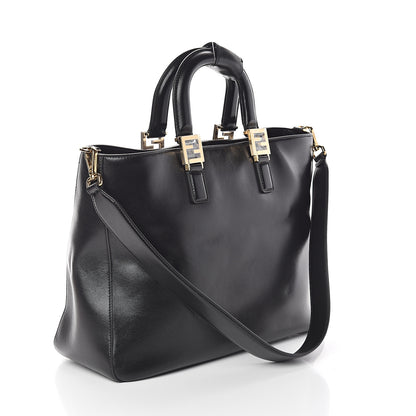 Fendi Vitello Glacier Medium FF Tote Black 2 of 8