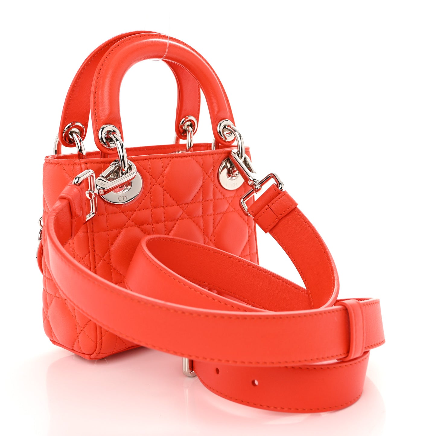 Lambskin Cannage Micro Lady Dior Orange