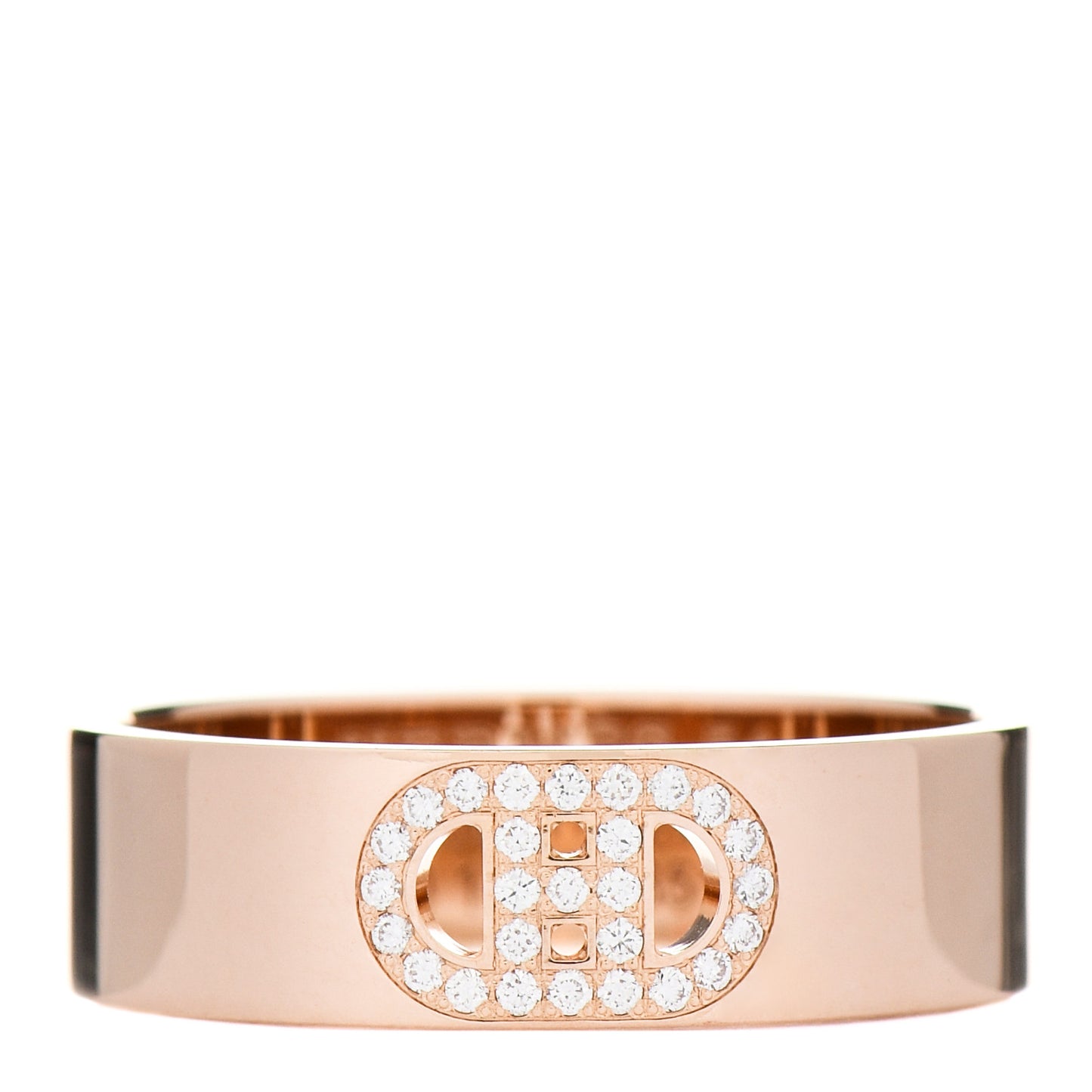 18K Rose Gold Diamond PM H D'Ancre Ring 54 7