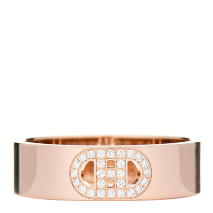 Hermes 18K Rose Gold Diamond PM H D'Ancre Ring 54 7 1 of 5