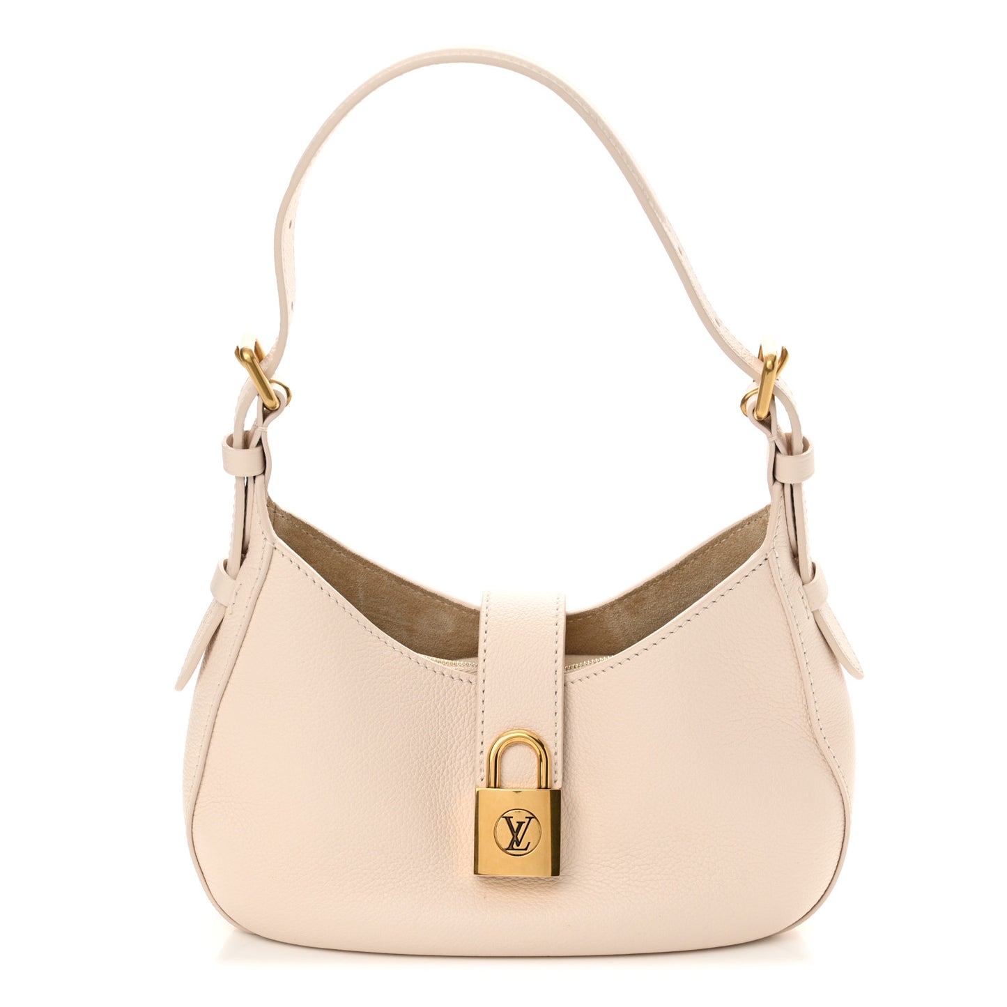 Grained Calfskin Low Key Shoulder Bag Limestone Gray