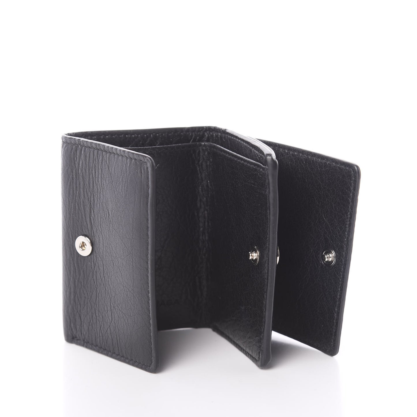 Agneau Classic Silver Hardware Mini Wallet Black
