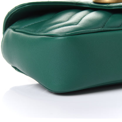 Gucci Calfskin Matelasse Super Mini GG Marmont Shoulder Bag Emerald Green 9 of 11